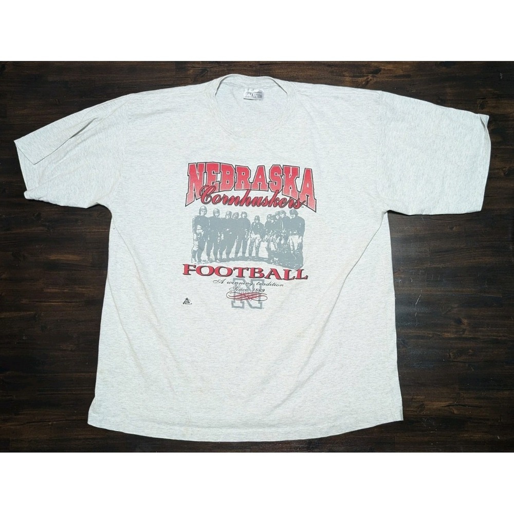 VTG Nebraska Cornhuskers Football T Shirt Single Stitch 3XL 90s 1990s